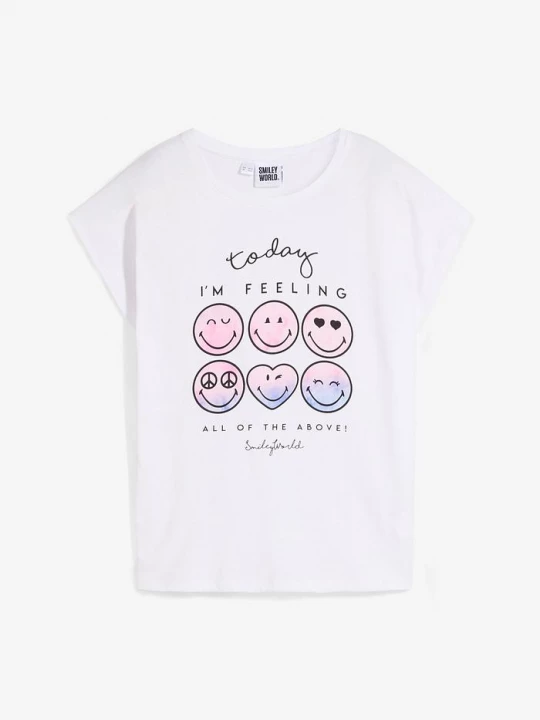 Obrázek produktu T-shirt z buźką, z czystej bawełny BonPrix biały