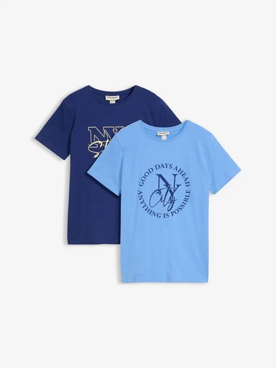 Obrázek produktu T-shirt z czystej bawełny organicznej (2 szt.) BonPrix niebieski