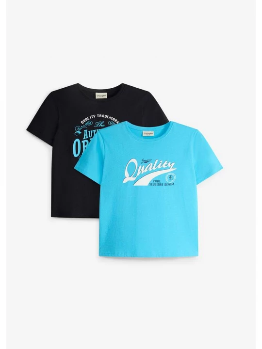 Obrázek produktu T-shirt z czystej bawełny organicznej (2 szt.) BonPrix niebieski