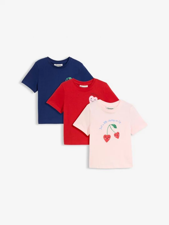 Obrázek produktu T-shirt z czystej bawełny organicznej (3 szt.) BonPrix różowy