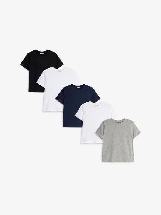 Obrázek produktu T-shirt z czystej bawełny organicznej (5 szt.) BonPrix czarny