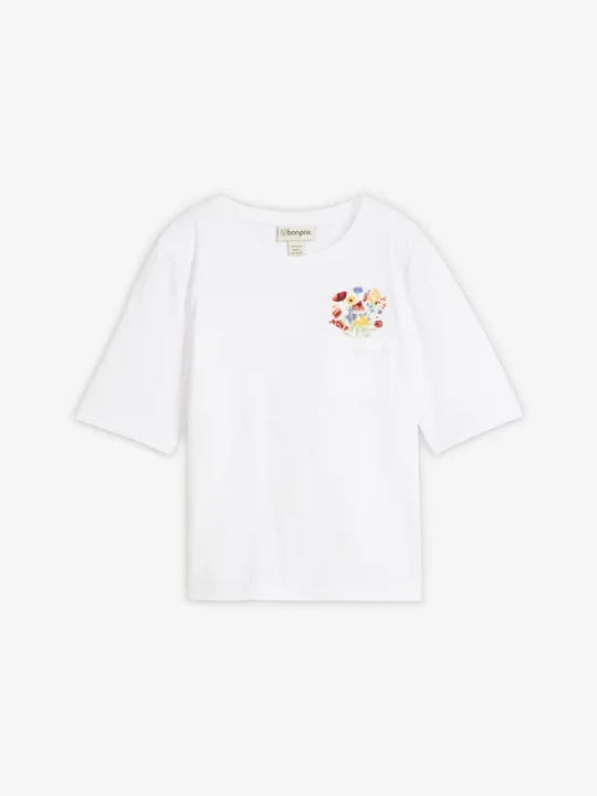 Obrázek produktu T-shirt z czystej bawełny organicznej, z haftem BonPrix biały