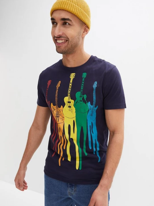 Obrázek produktu T-shirt z czystej bawełny, slim fit BonPrix niebieski