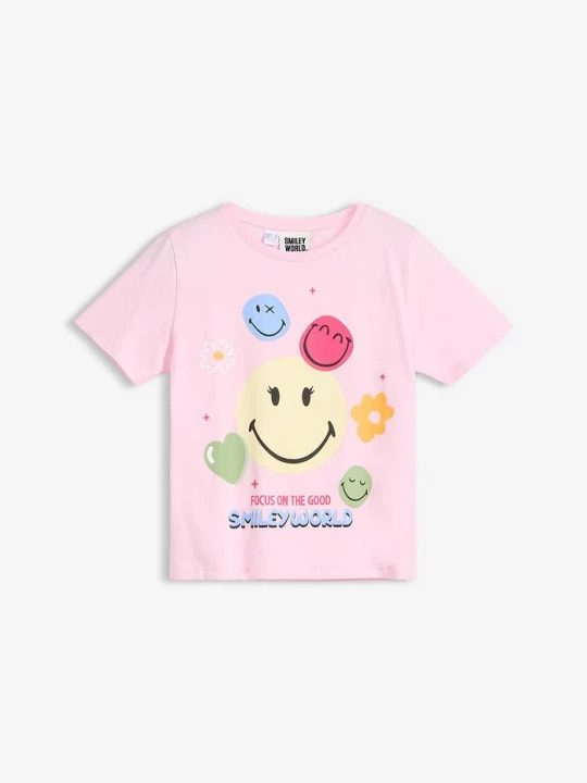 Obrázek produktu T-shirt z czystej bawełny, z nadrukiem Smileys BonPrix różowy