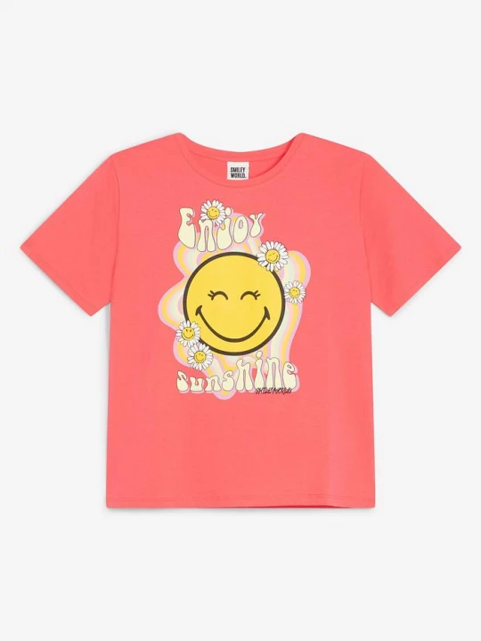 Obrázek produktu T-shirt z czystej bawełny, ze Smiley BonPrix różowy