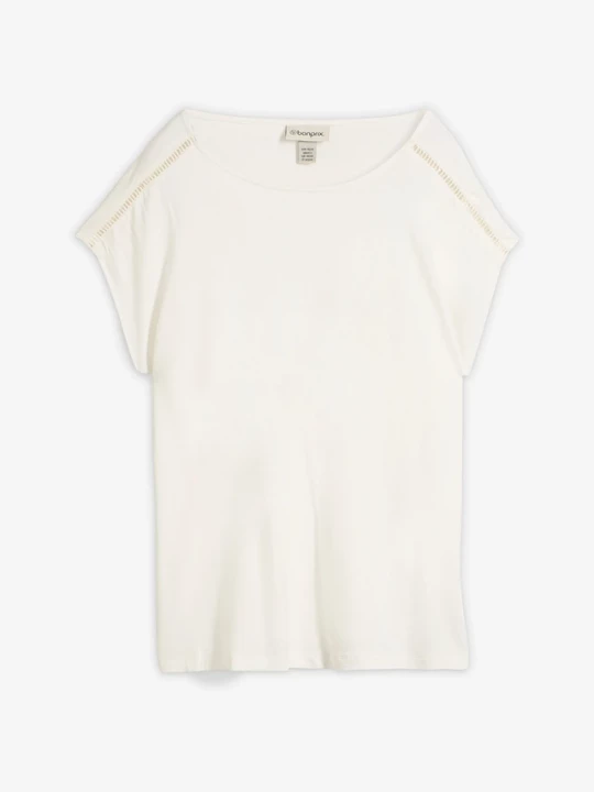 Obrázek produktu T-shirt z drabinkową koronką BonPrix biały