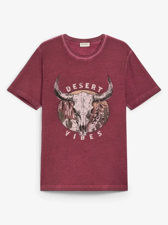 Obrázek produktu T-shirt z efektem sprania, z czystej bawełny organicznej BonPrix czerwony