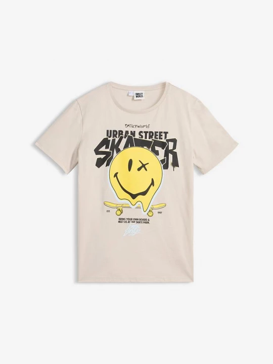 Obrázek produktu T-shirt z emotikoną z czystej bawełny organicznej BonPrix szary