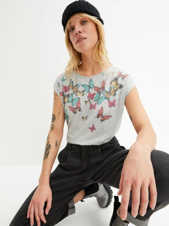 Obrázek produktu T-shirt z miękkiej mieszanki wiskozy BonPrix szary