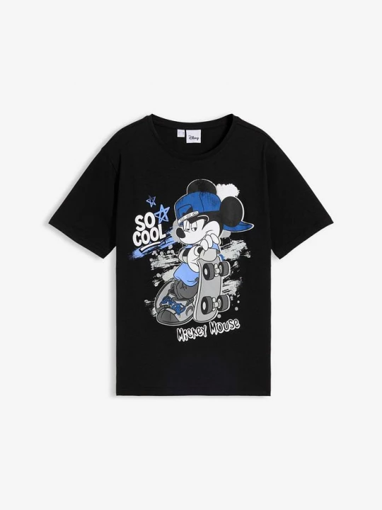 Obrázek produktu T-shirt z Myszką Miki, z czystej bawełny organicznej BonPrix czarny