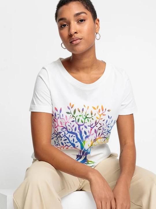 Obrázek produktu T-shirt z nadrukiem z bawełny organicznej BonPrix biały
