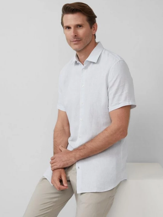 Obrázek produktu Tailored Fit: strukturovaná košile s krátkým rukávem, ze lněné směsi s.Oliver modrá
