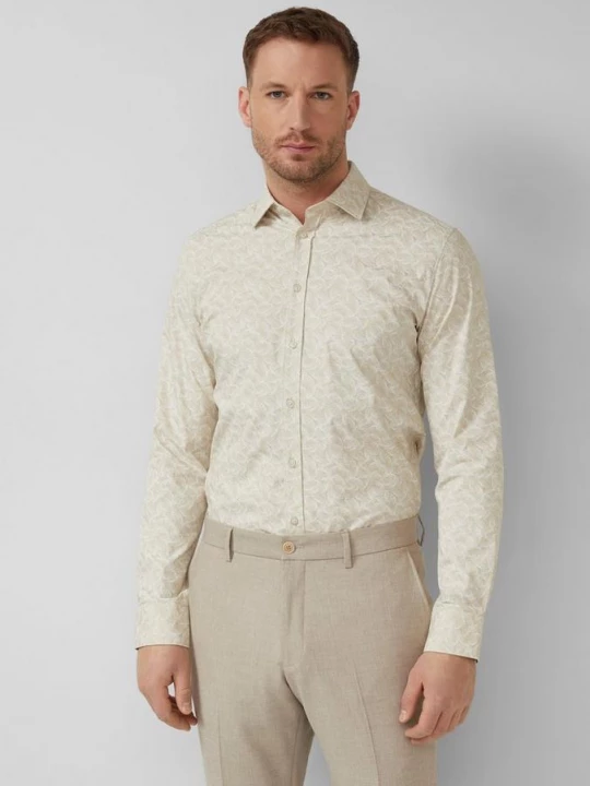 Obrázek produktu Tailored Fit: vzorovaná košile s dlouhými rukávy z pohodlného strečového materiálu s.Oliver béžová