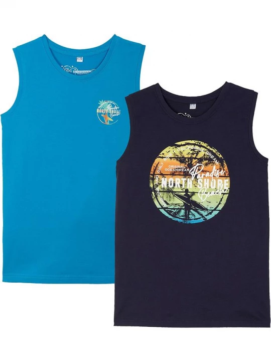 Obrázek produktu Tank top chłopięcy (2 szt.), z bawełny organicznej BonPrix niebieski