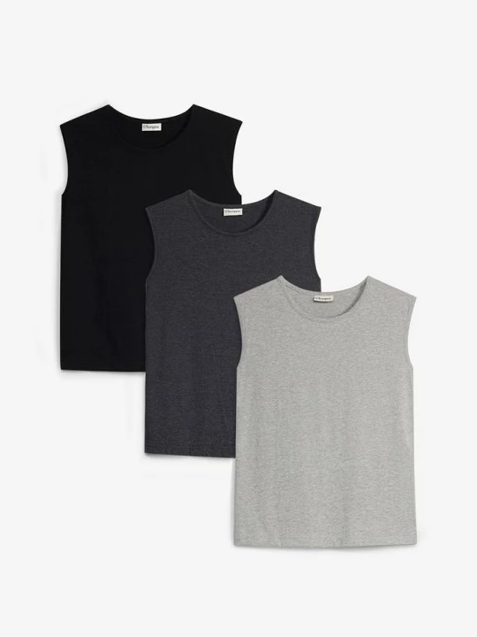 Obrázek produktu Tank top z bawełny organicznej (3 sztuki) BonPrix szary