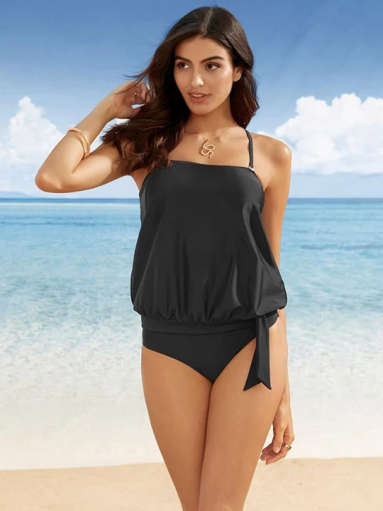 Obrázek produktu Tankini oversize z odpinanymi ramiączkami (komplet 2-cz.) BonPrix czarny