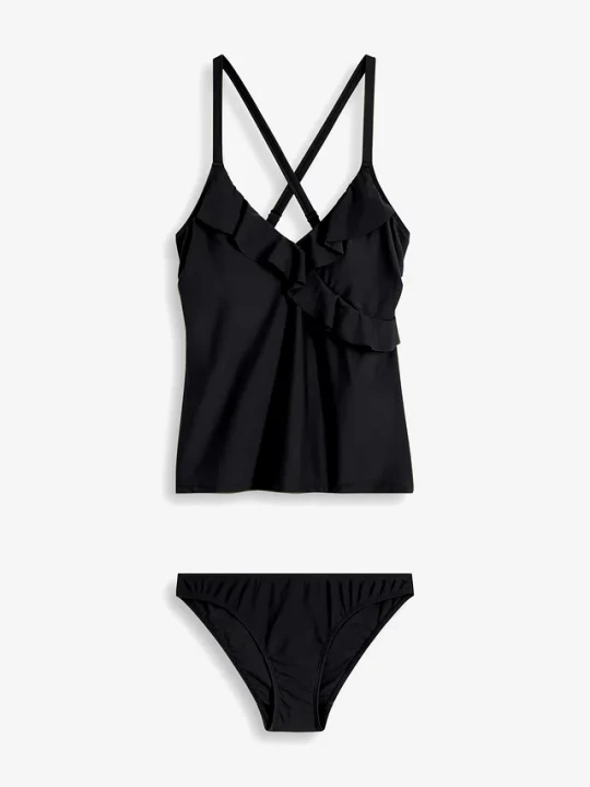 Obrázek produktu Tankini z falbanką (kompl. 2-cz.) BonPrix czarny