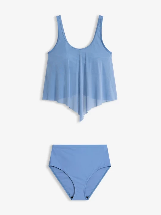 Obrázek produktu Tankini z prześwitującą siateczką (2 części) BonPrix niebieski