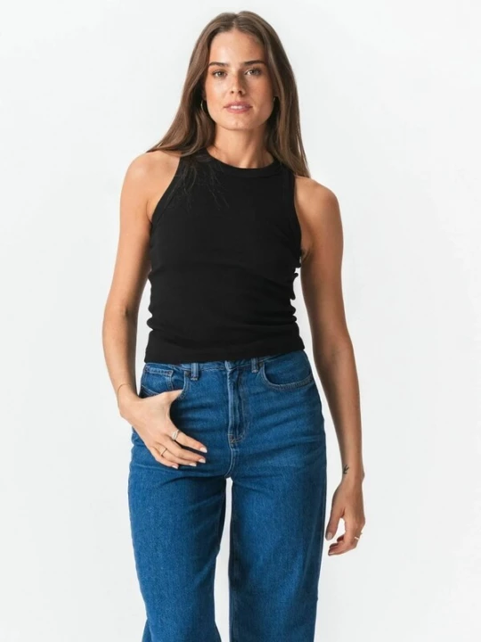 Obrázek produktu TEESHOPPEN Top ' Ribbed ' černá