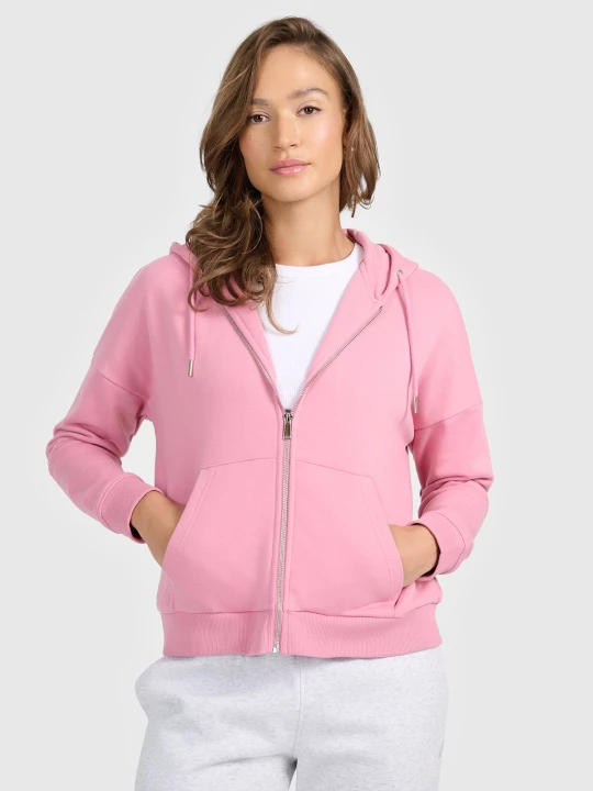 Obrázek produktu Tepláková mikina na zip s kapucí dámská - růžová 4F