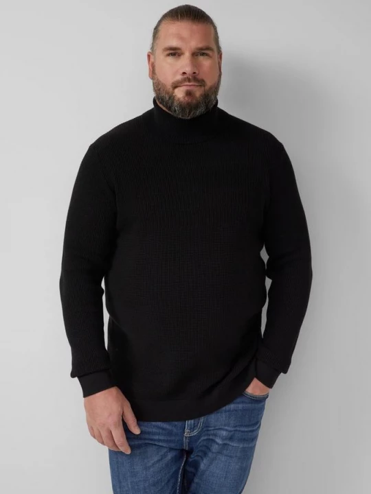 Obrázek produktu Texturovaný směsový svetr z čisté bavlny s rolákem s.Oliver černá