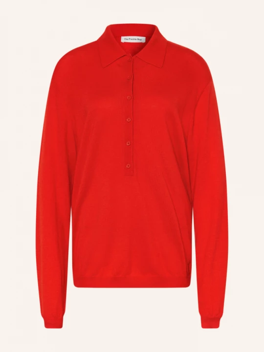 Obrázek produktu The Frankie Shop Pletené Polo Tričko Tala S Lnem červená