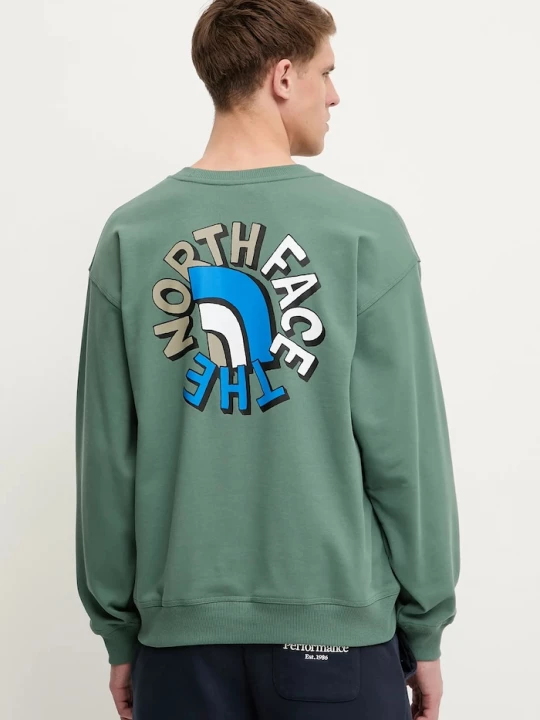Obrázek produktu The North Face Bavlněná mikina The North Face Nuptse Oversized zelená
