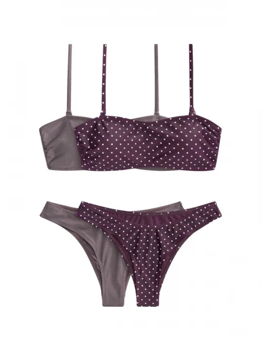 Obrázek produktu The Set Bikiny šedá / ostružinová / bílá