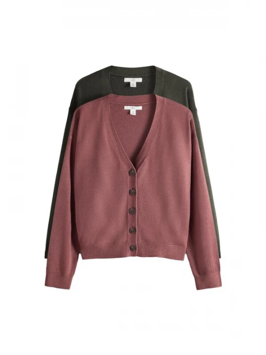 Obrázek produktu The Set Kardigan khaki / vínově červená
