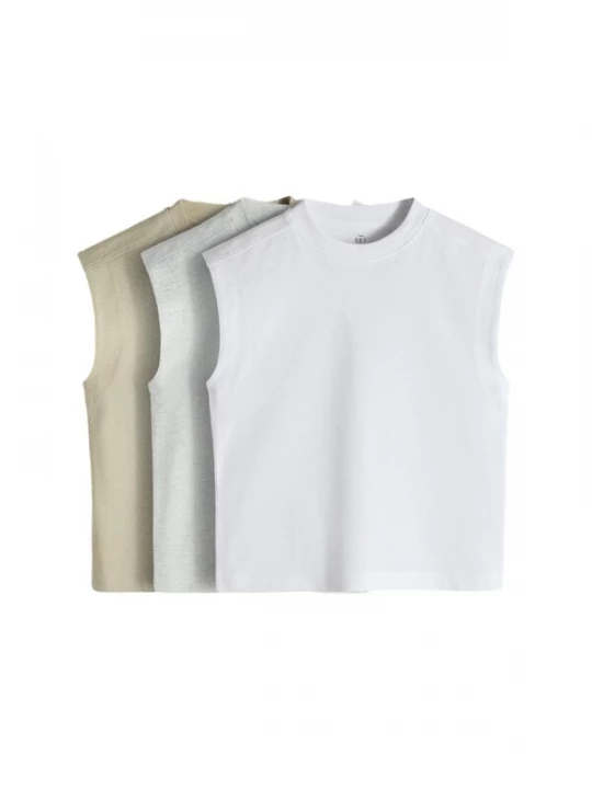Obrázek produktu The Set Tričko šedý melír / olivová / bílá