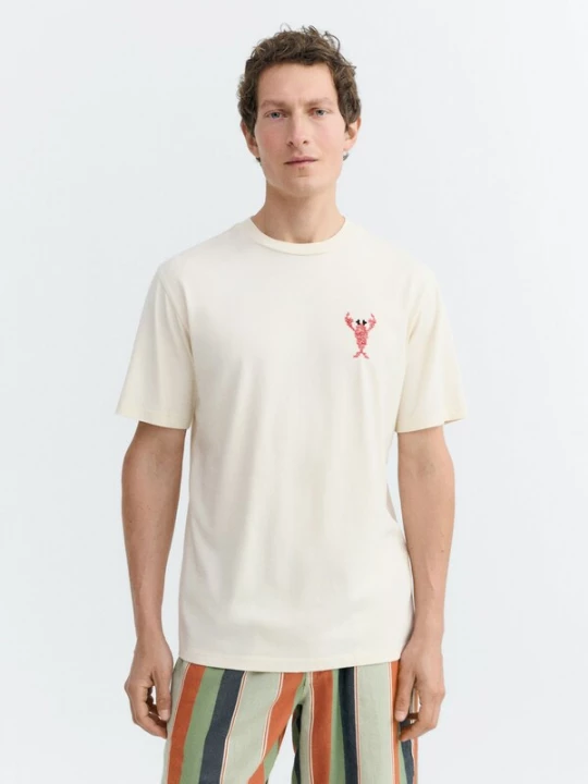 Obrázek produktu Thinking MU Tričko 'Lobster Zach Tee' světle béžová / červená / černá