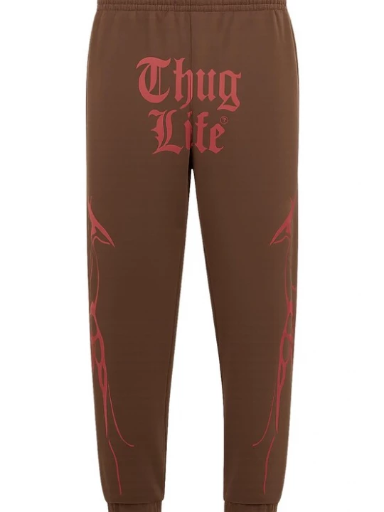 Obrázek produktu Thug Life Sportovní kalhoty 'Thug Life Ink' hnědá / červená