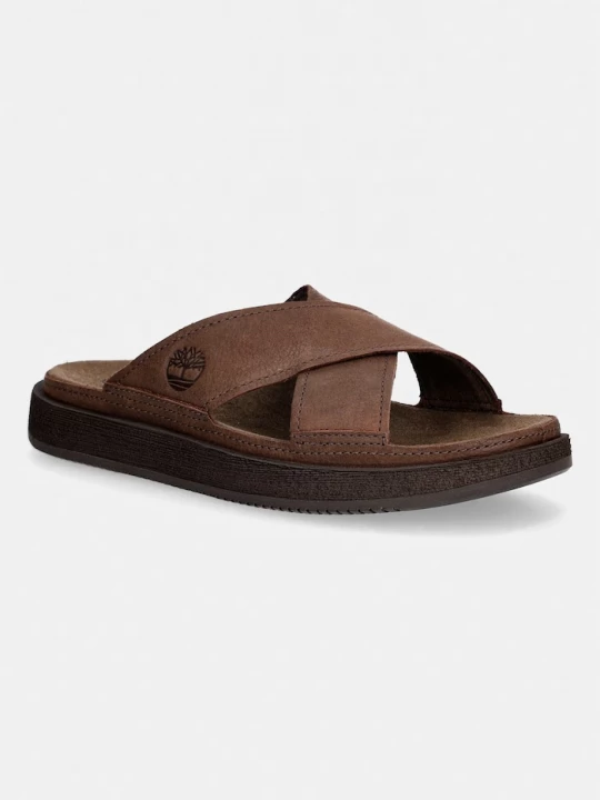 Obrázek produktu Timberland pantofle pánské kožené Casco Cove Slide hnědá