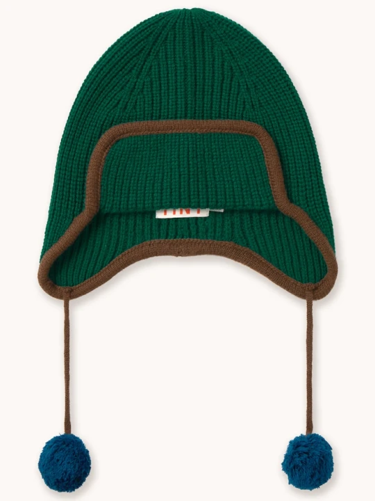 Obrázek produktu Tinycottons čepice dětská vlněná POMPOM EARFLAP BEANIE zelená