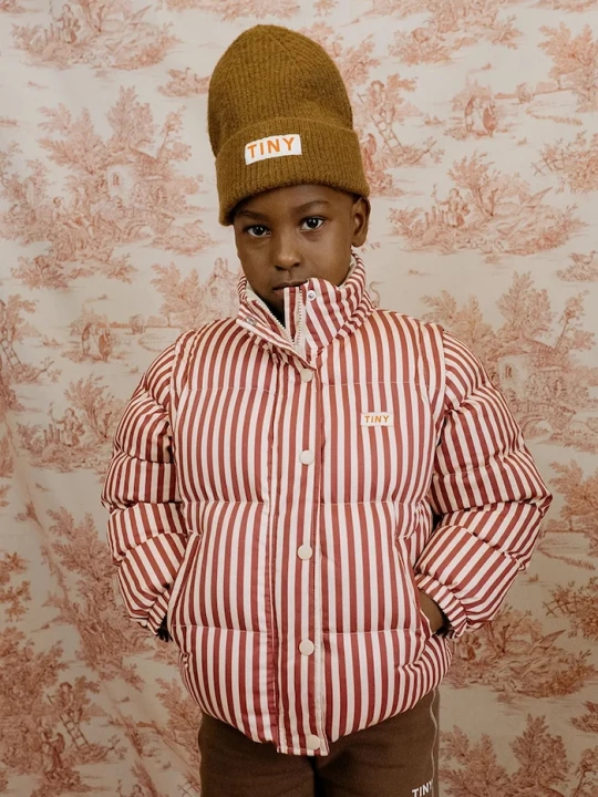 Obrázek produktu Tinycottons Dětská bavlněná bunda STRIPES SHORT PADDED JACKET růžová