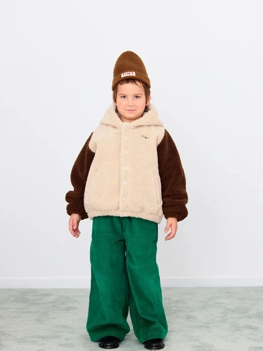 Obrázek produktu Tinycottons Dětská bunda Tinycottons COLOR BLOCK POLAR SHERPA HOODIE béžová