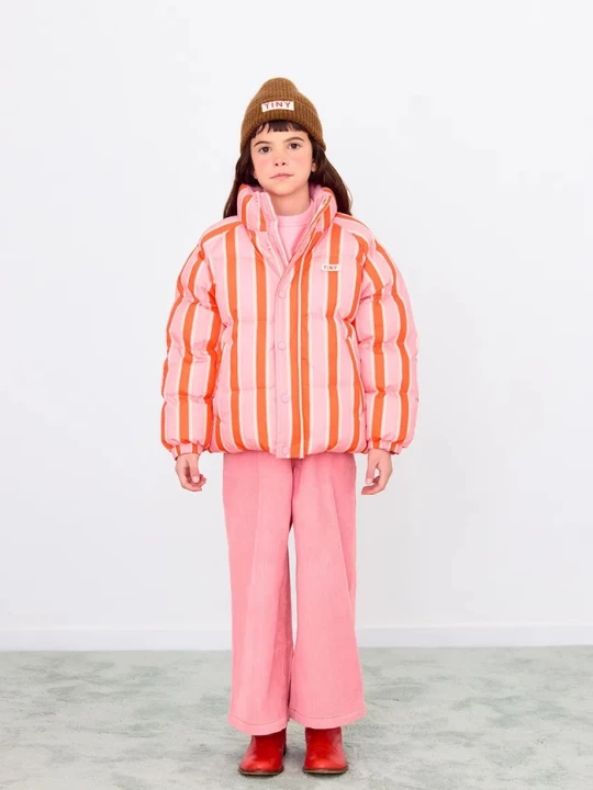 Obrázek produktu Tinycottons Dětská bunda Tinycottons RETRO STRIPES SHORT PADDED JACKET růžová