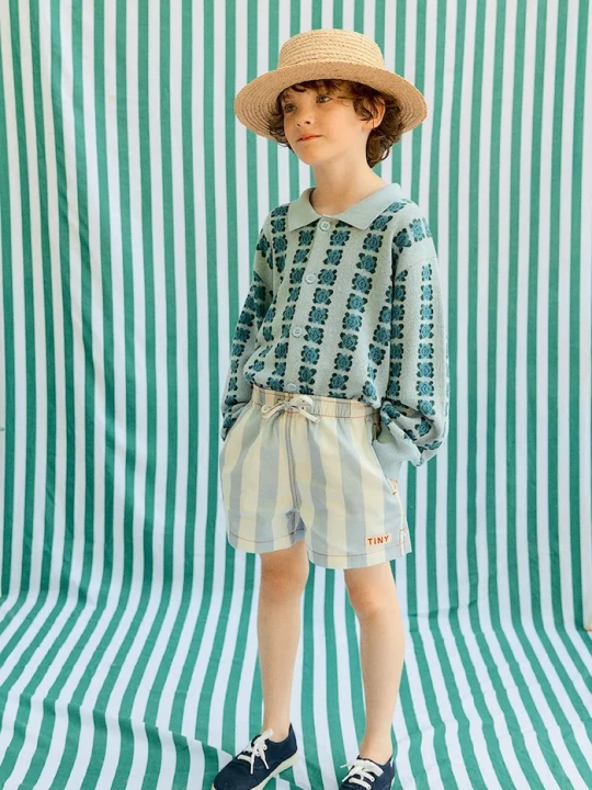 Obrázek produktu Tinycottons Dětské bavlněné šortky Tinycottons STRIPES TWILL SHORTS modrá