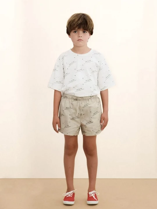 Obrázek produktu Tinycottons Dětské bavlněné šortky Tinycottons TINY & TINY TWILL SHORTS béžová