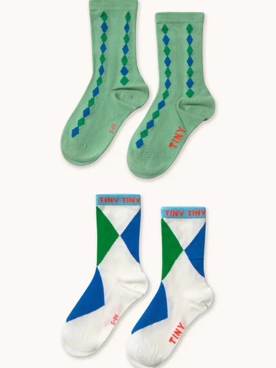 Obrázek produktu Tinycottons Dětské ponožky Tinycottons DIAMOND MEDIUM SOCKS 2-pack tyrkysová