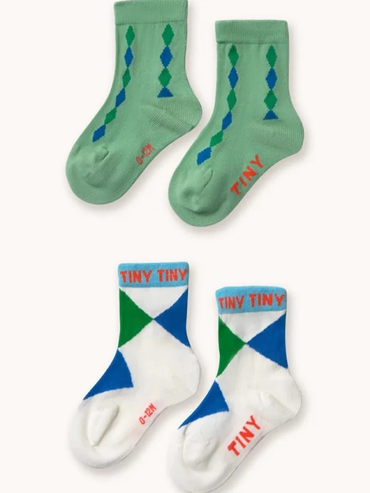 Obrázek produktu Tinycottons Dětské ponožky Tinycottons DIAMOND MEDIUM SOCKS 2-pack tyrkysová
