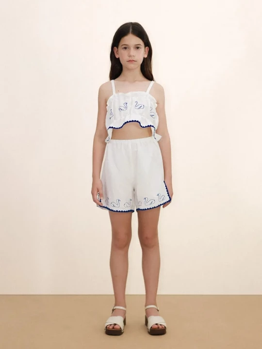 Obrázek produktu Tinycottons Dětské šortky s přídavkem lnu Tinycottons SWANS LINEN SHORTS bílá