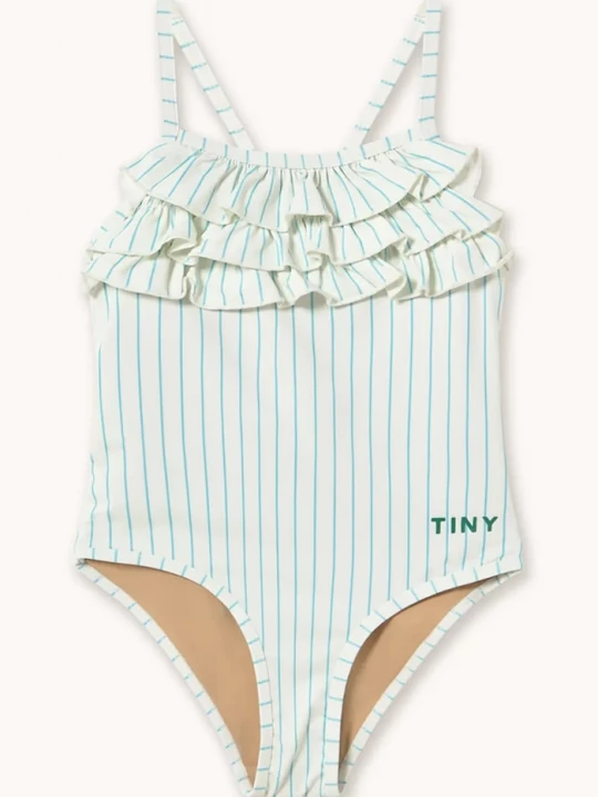 Obrázek produktu Tinycottons Jednodílné dětské plavky Tinycottons CYAN FINE STRIPES SWIMSUIT bílá