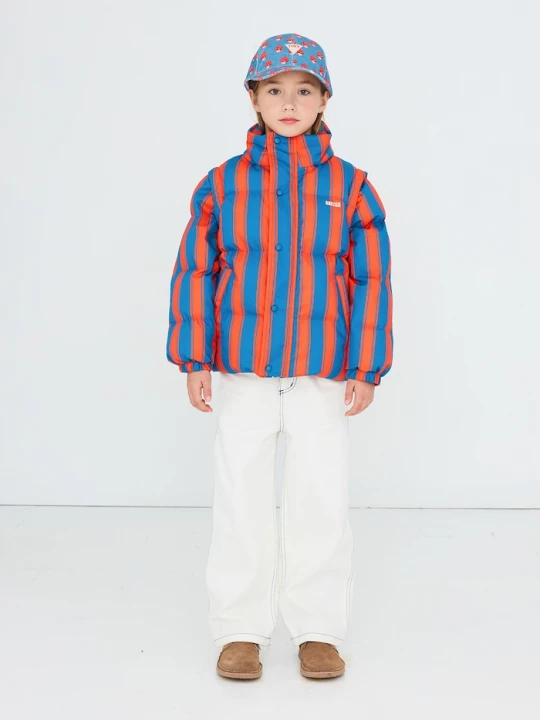 Obrázek produktu Tinycottons prošívaná bunda dětská bavlněná RETRO STRIPES SHORT PADDED JACKET červená