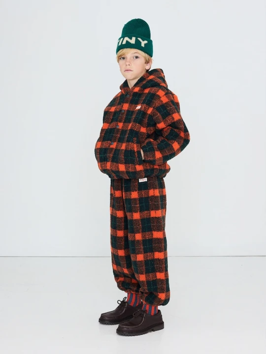 Obrázek produktu Tinycottons rozepínací mikina s kapucí dětská fleecová RED CHECK SHERPA HOODIE