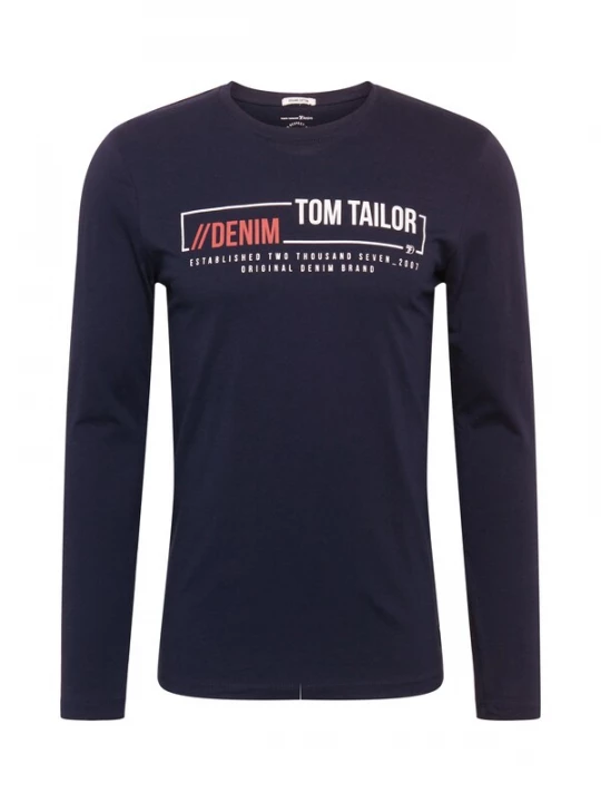 Obrázek produktu TOM TAILOR DENIM Tričko noční modrá / červená / bílá