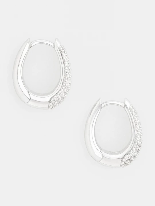 Obrázek produktu Tom Wood Stříbrné náušnice Tom Wood Liz Hoops Pave