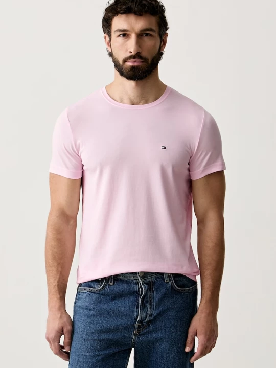 Obrázek produktu Tommy Hilfiger basic tričko pánské bavlněné s elastanem růžová