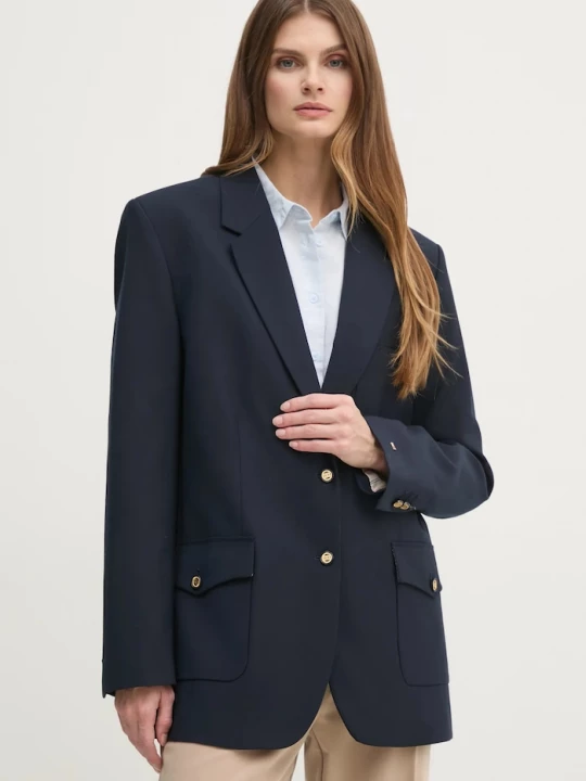 Obrázek produktu Tommy Hilfiger Blazer s příměsí vlny Tommy Hilfiger námořnická modř