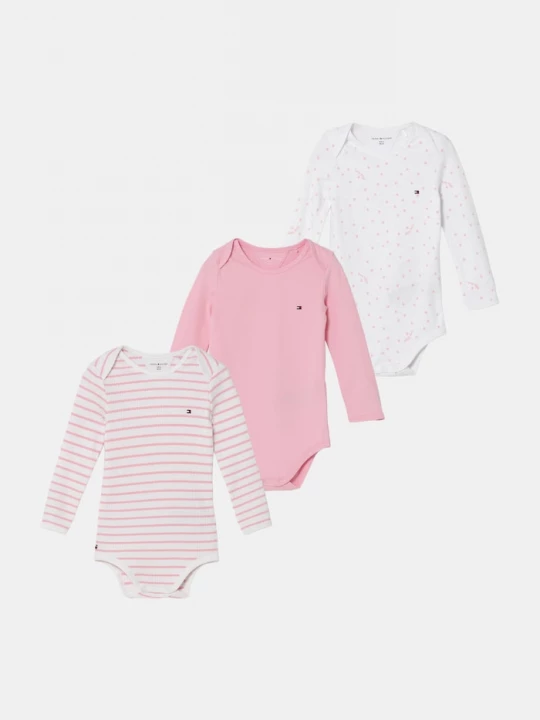 Obrázek produktu Tommy Hilfiger body kojenecké bavlněné s elastanem 3-pack růžová